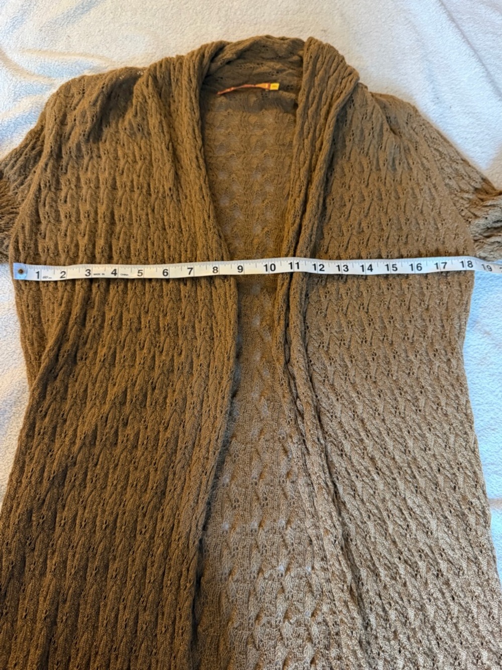 Kuna | 100% Baby Alpaca Longline Open Cardigan Tan Textured Knit | M - Picture 11 of 13